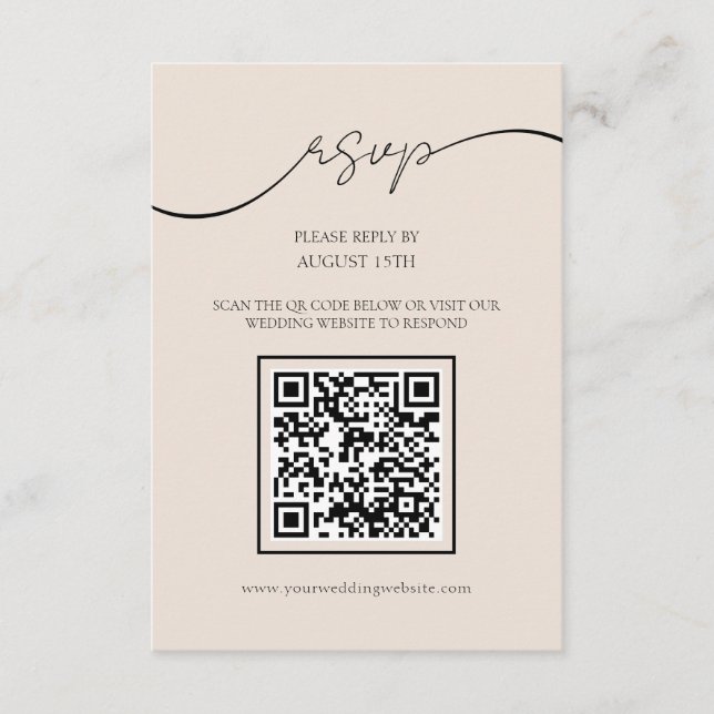 Informações Cartão RSVP de Casamento de Código QR de Script El (Frente)