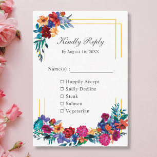 Informações Cartão RSVP de Casamento de Flor Fiesta Mexicano C