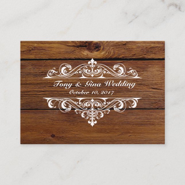 Informações Cartão RSVP de Casamento de Madeira Rustic (Frente)