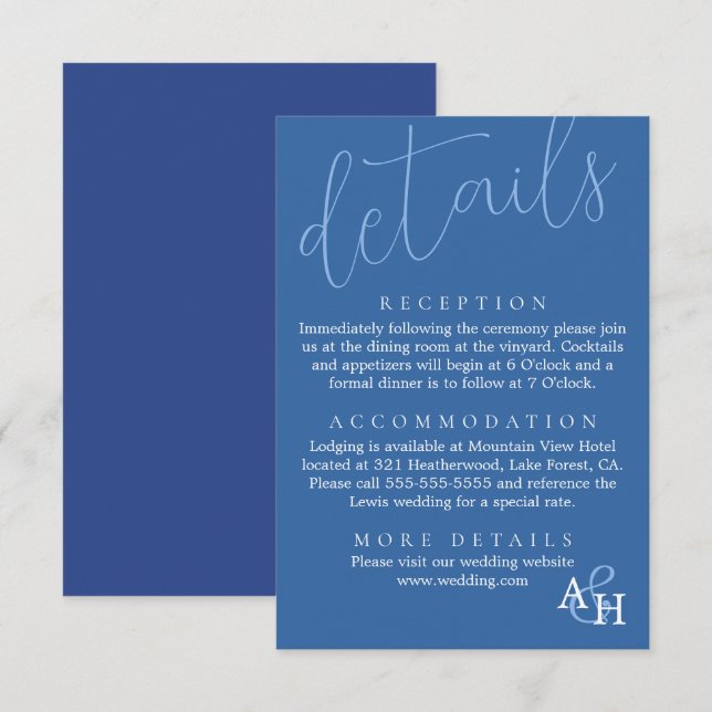 Informações Cartão RSVP de Casamento de Script de Caligrafia A (Frente/Verso)