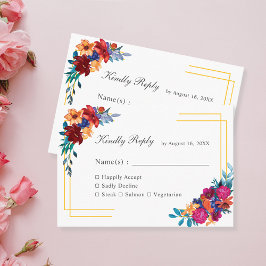 Informações Cartão RSVP de Casamento Fiesta em Watercolor Mexi