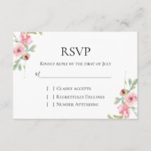 Cartão RSVP de casamento floral rosa elegante