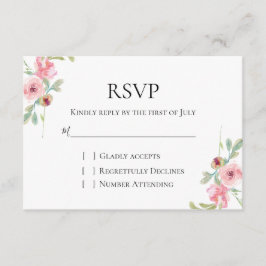 Informações Cartão RSVP de casamento floral rosa elegante