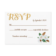 Cartão RSVP de Casamento Magnolia Elegante
