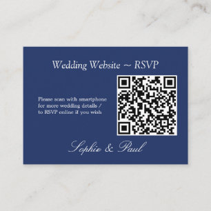 Informações Cartão RSVP de Código QR Azul de Marinho Elegante