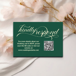 Informações Cartão RSVP de Código QR de Casamento Teal de Cali