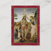 Cartão Santo Tradicional de Batismo Com Arte Sacra