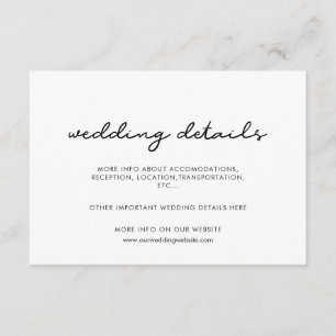 Informações Cartão simples de detalhes do casamento