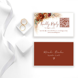 Informações Código QR de Caligrafia Elegante Cartão de RSVP de