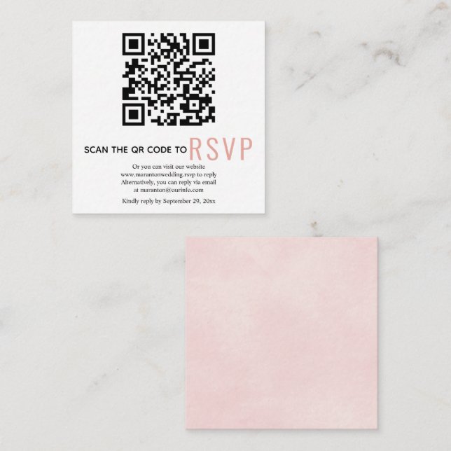 Informações Código QR - RSVP - Cartão de Enclosure cor-rosa (Frente/Verso)