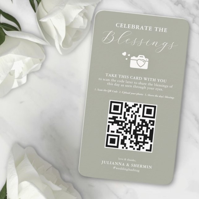 Informações Compartilhe os Enviando Bênçãos Cartão de Comparti (Photo Sharing QR Code Wedding Day Card)
