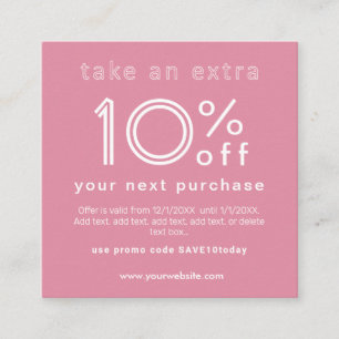 Informações Desconto no próximo cartão de visita de compra