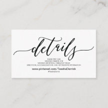 Detalhes do belo site de casamento Cartão de inclu