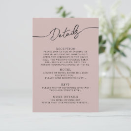 Informações Detalhes do cartão de gabinete para Boho Wedding.