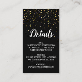Informações Dourada Confetti no Cartão de Detalhes do Casament