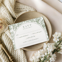Elegante cartão de RSVP de casamento com arco flor