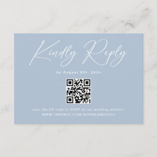 Informações Elegante Cartão de RSVP de Código QR Azul Claro Ca
