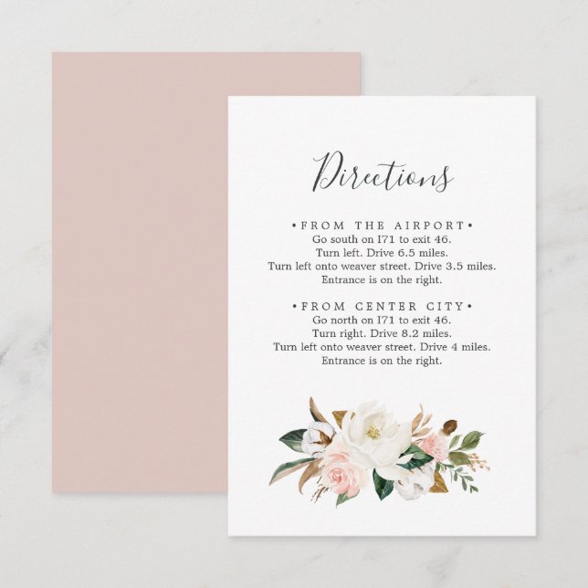 Informações Elegante Magnolia | Cartão de gabinete White Direc (Frente/Verso)