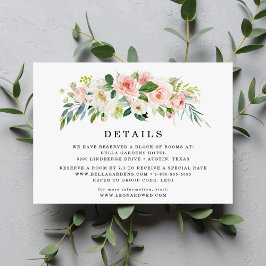 Informações Florais Rosados | Cartão de Detalhes do Casamento