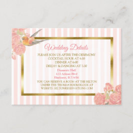 Informações Flores rosa e Dourada e Cartão Detalhado de Casame