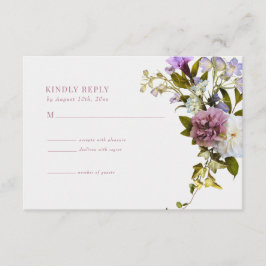 Informações Flores Rosa Roxo | Cartão de Resposta de Casamento