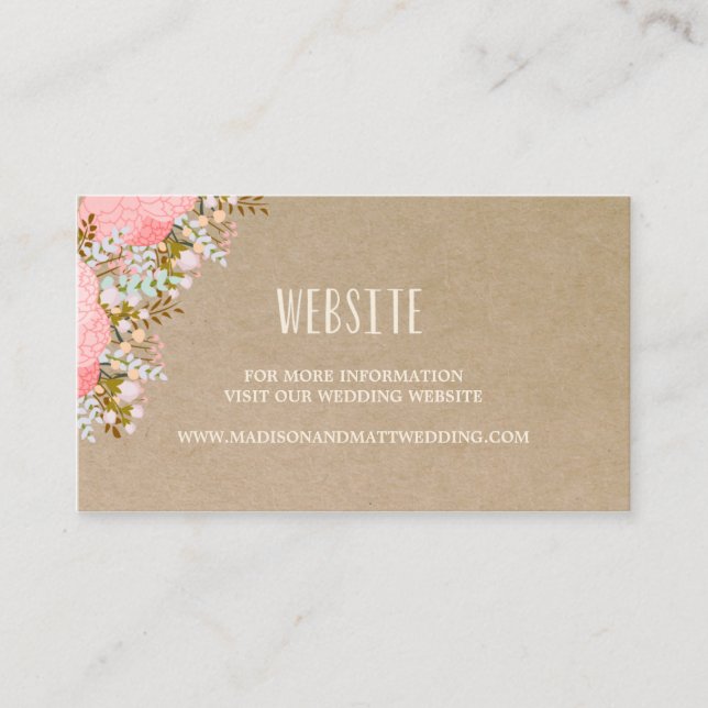 Informações Flores Rústicas | Cartão de Site de Casamento (Frente)