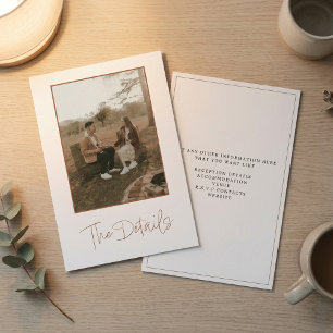 Informações Foto romântica Cartão do gabinete de detalhes