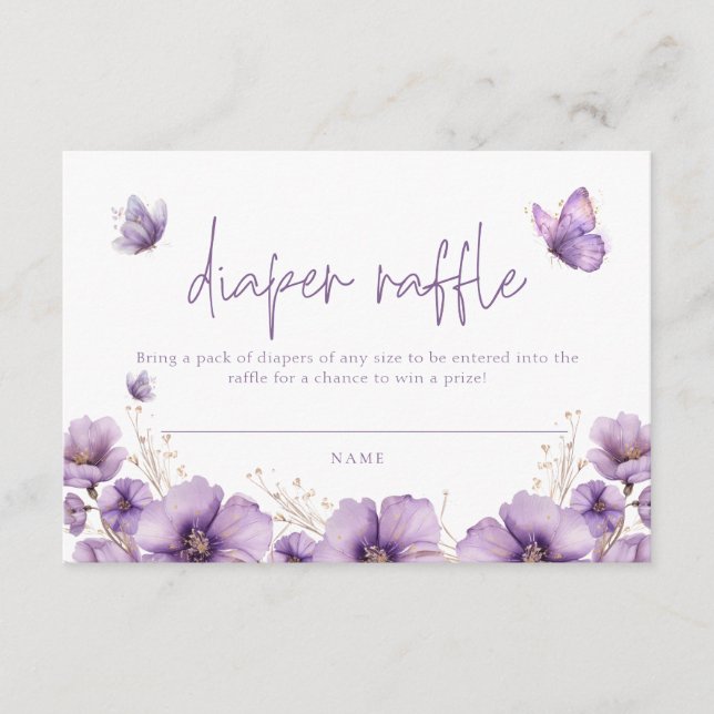 Informações Fralda de borboleta roxa Chá de fraldas de cartão  (Frente)
