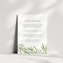 Informações Greenery | Cartão de Gabinete de Detalhes do Convi