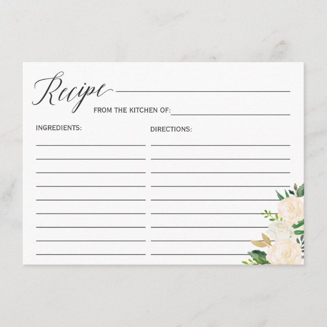 Informações Greenery Ivory - Cartão de Receita de Chá de panel (Frente)