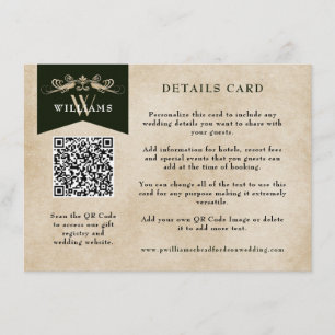 Informações Inserto de Cartão de Casamento com Código QR Elega