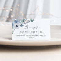 Inserto de cartão de receita floral azul empoeirad