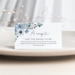 Informações Inserto de cartão de receita floral azul poeirento