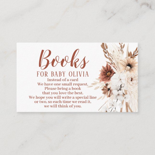 Informações Livros Boho Terracotta para Cartão de Recepção (Frente)