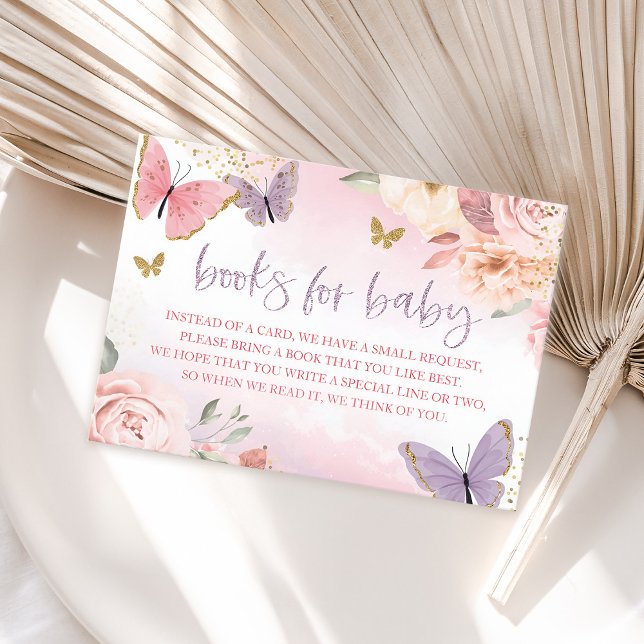Informações Livros de Chá de fraldas de borboleta para cartão  (Butterfly Baby Shower Books for Baby Card)