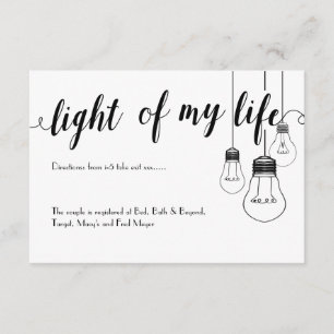 Informações Luz de meu cartão de detalhes do casamento da vid