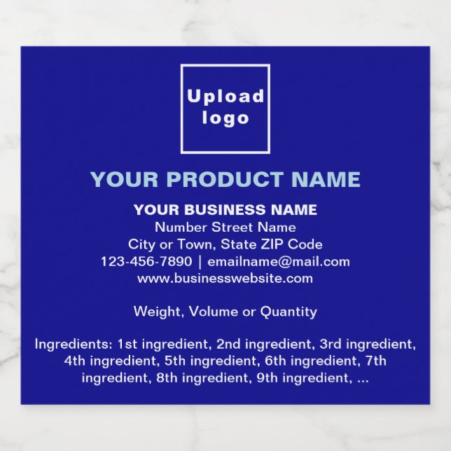 Informações mínimas sobre o produto em azul (Rótulo Único)