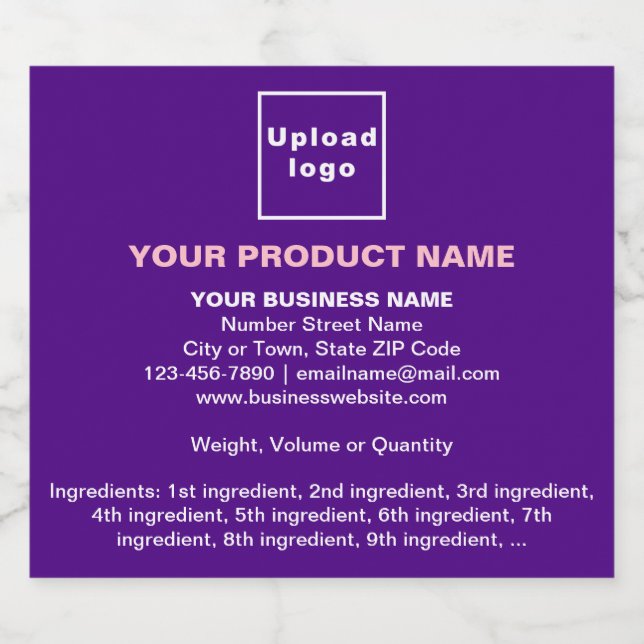 Informações mínimas sobre o produto em roxo (Rótulo Único)