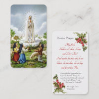 Nossa Senhora da Fátima - Cartão de Oração de Perd