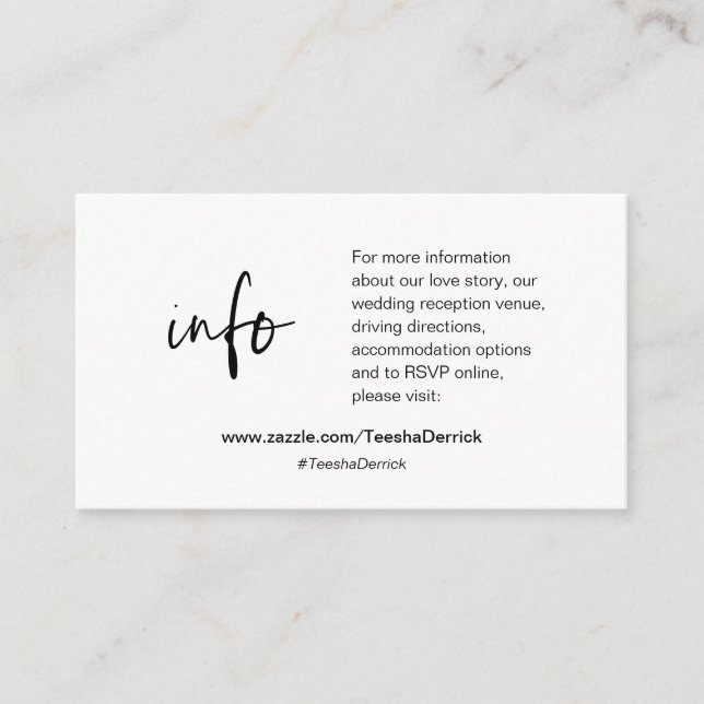 Informações Nossos detalhes de casamento, site, RSVP, Cartão d (Frente)