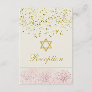 Informações Ouro do Bat Mitzvah confetti, Cartão de Recepção d