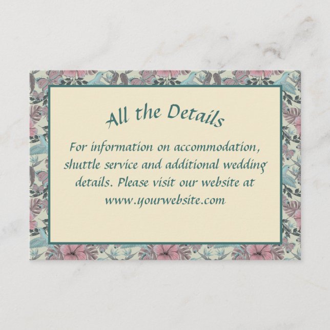 Informações Pássaro e hibisco - cartão de cerimônia (Frente)