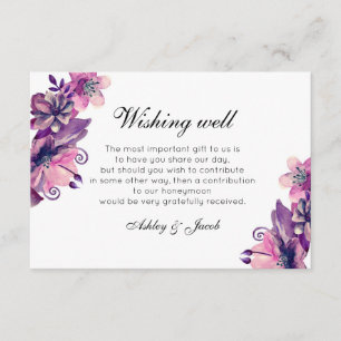Informações Poço de desejo floral roxo. Cartão Wedding da