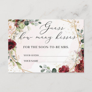 Informações Quantos beijos do cartão de jogo Boho burgundy flo