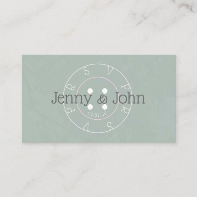 Informações RSVP — cartão de costura verde e cor-de-rosa (Frente)