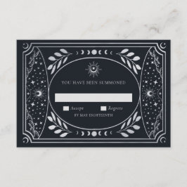 Informações RSVP de Casamento de Cartão Tarot Elegante Silver