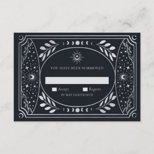 Informações RSVP de Casamento de Cartão Tarot Elegante Silver