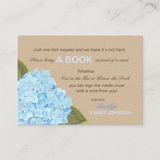 Informações Rustic Blue Hydrangeas Lê Cartão De Livro (Frente)