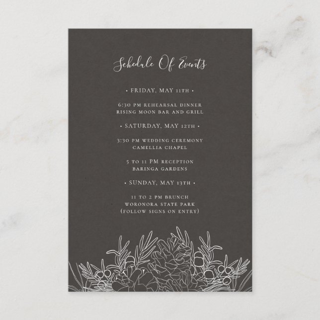 Informações Rustic Winter | Cartão de Eventos para Carvões (Frente)