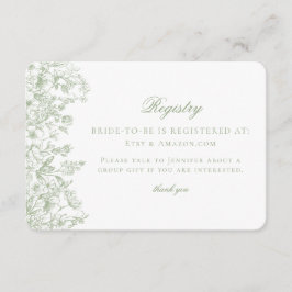 Informações Sage Chinoiserie Retro Floral Bridal Cartão de Reg